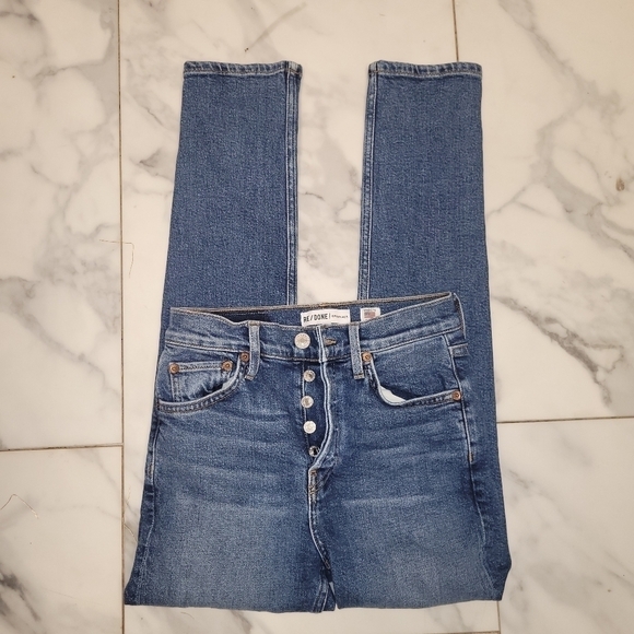 Re/Done Comfort Stretch High Rise Ankle Crip Stretch Jeans In Mid 70s Size 24 - Picture 4 of 14